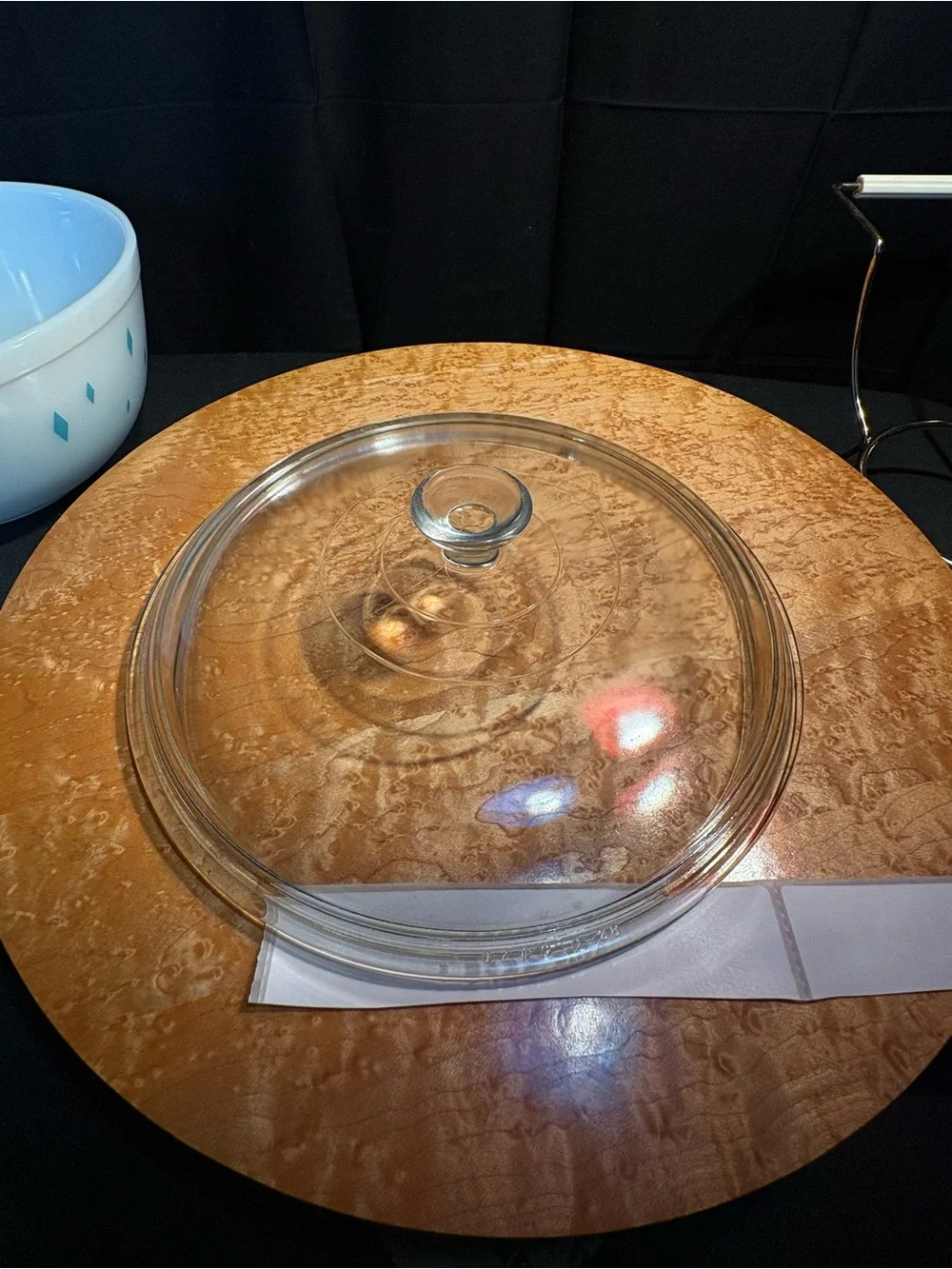 Vtg Pyrex Turquoise Diamonds Casserole Bowl Dainty Maid Set Lid Cradle